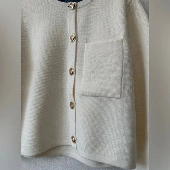 Sandro Women's White Wool-blend Detachable Collar Cardigan - Picture 8 of 10